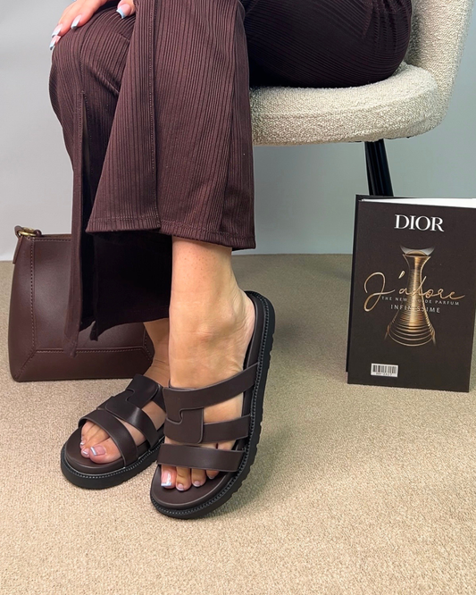 brown chunky sole flatform sandals, brown flatform sandals