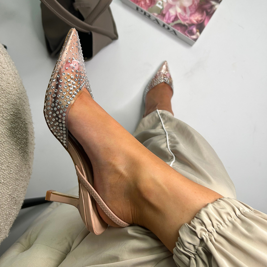 nude pointed toe slingback court shoes