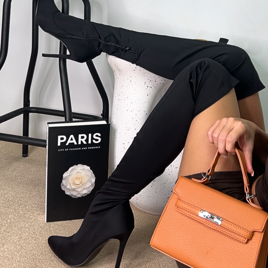 black high heel knee high boots, going out boots, black boots women's going out boots, autumn boots, winter boots