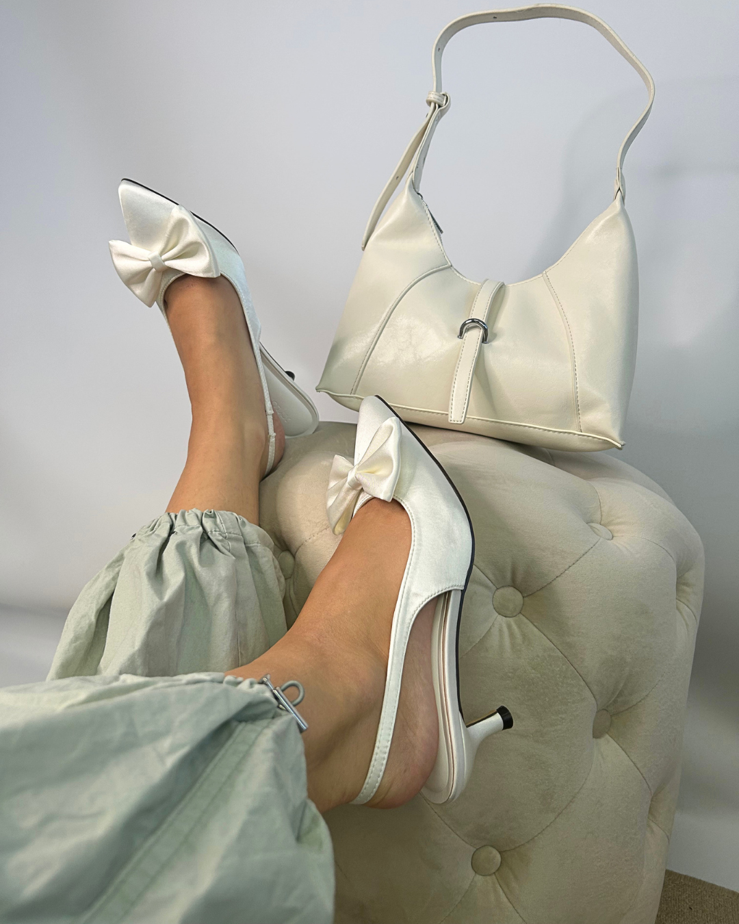 bridal heels with bow