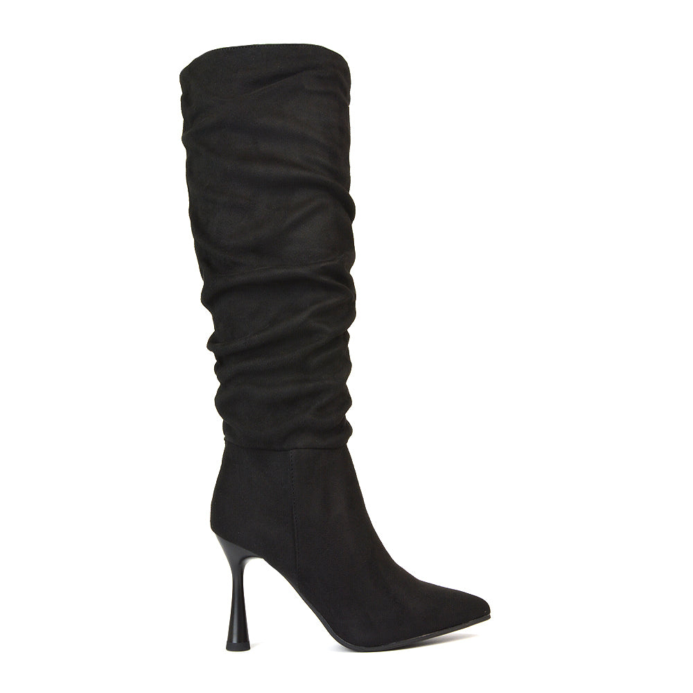 Black Long Boots, Black Knee High Boots Stiletto Heel, Long Boots, Knee High Boots Stiletto Heel