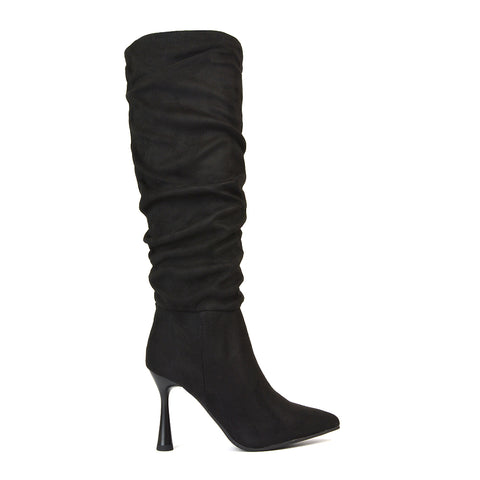 Black Long Boots, Black Knee High Boots Stiletto Heel, Long Boots, Knee High Boots Stiletto Heel