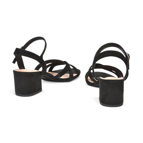 black ankle strap block heel sandals