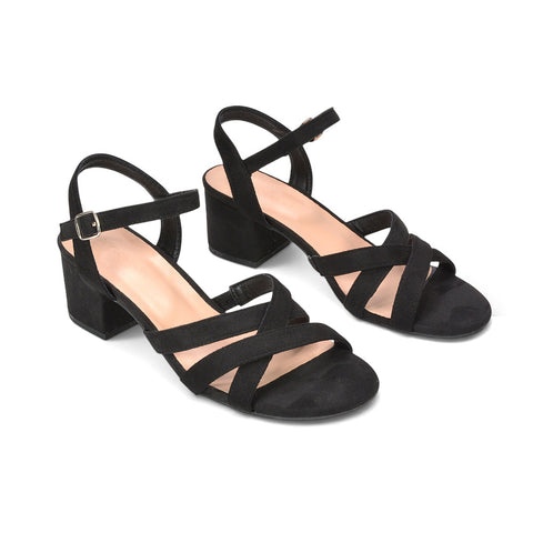 black strappy mid heel sandals for wedding guests