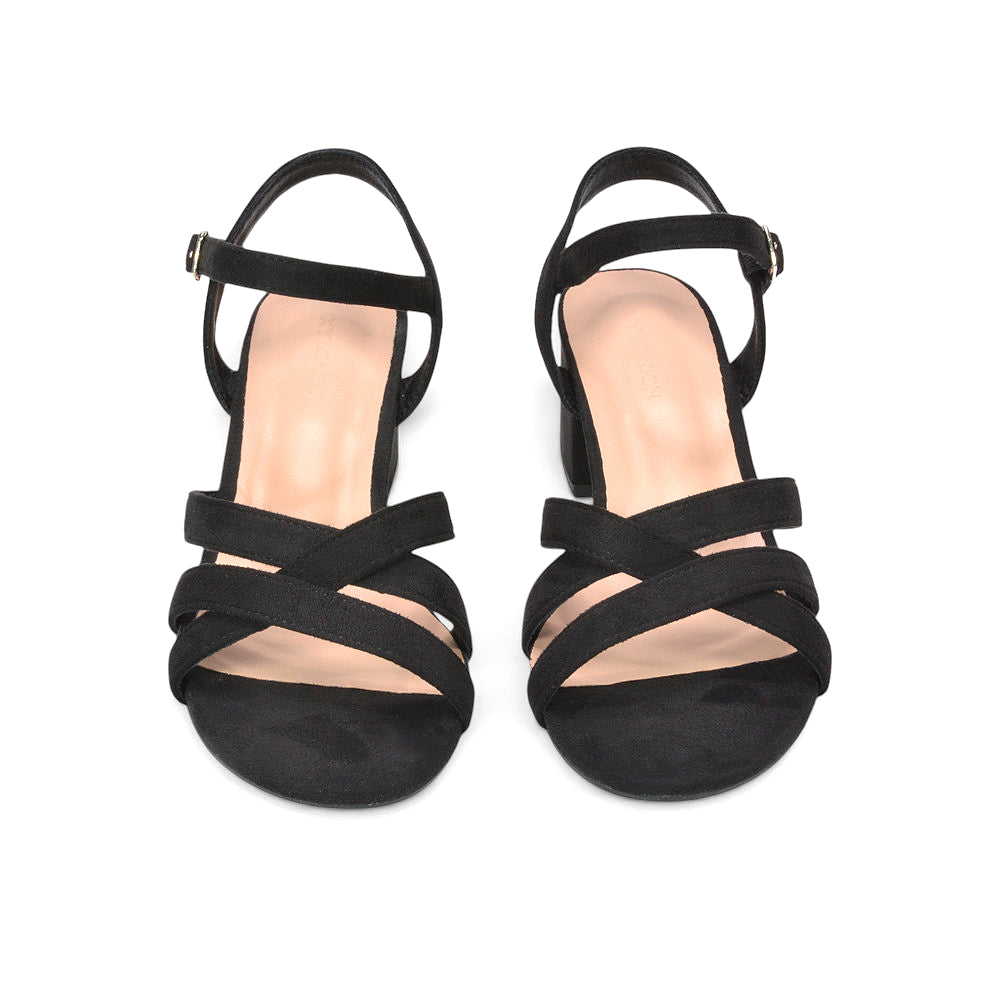 black comfortable block heel sandals for women