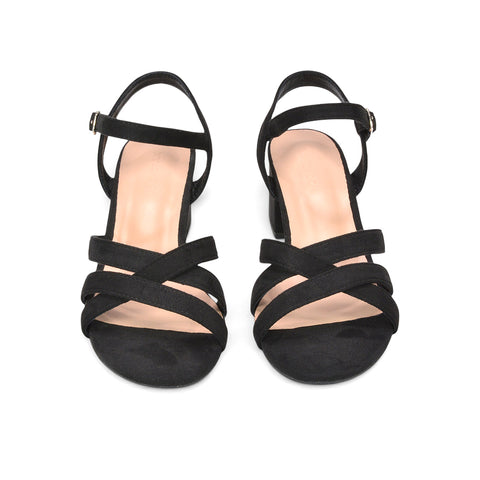 black comfortable block heel sandals for women