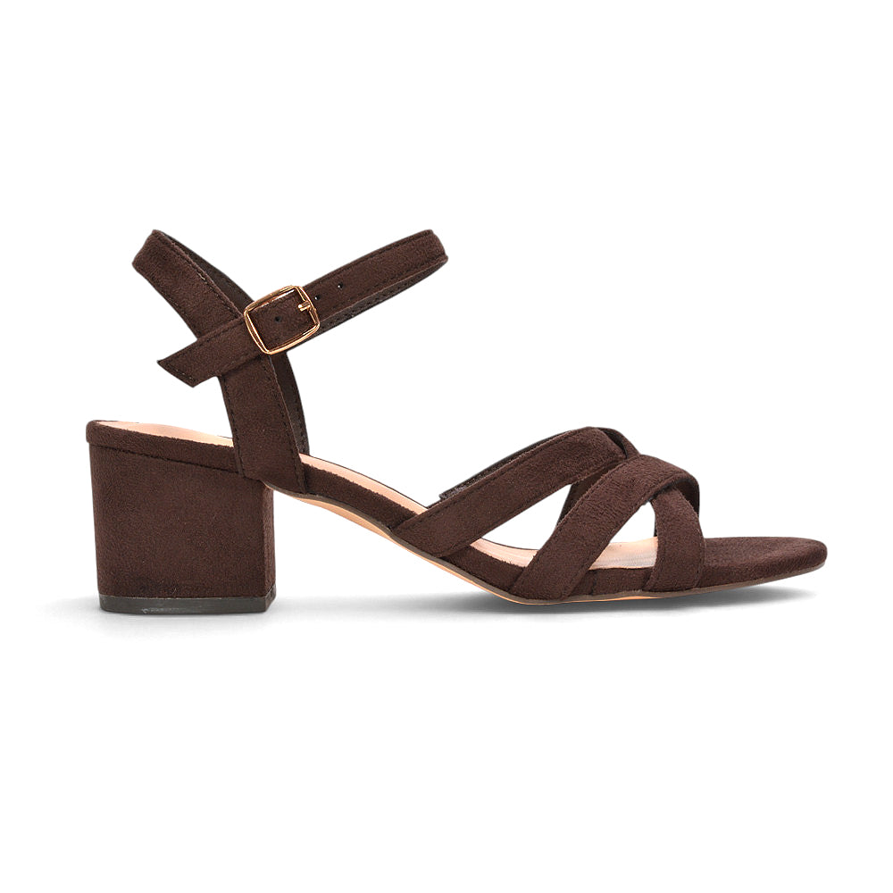 brown ankle strap block heel sandals for women

