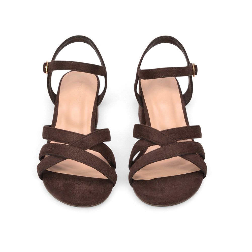 brown heeled sandals with ankle strap