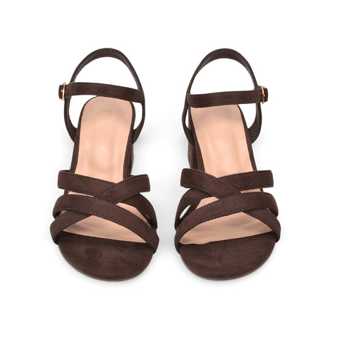 brown heeled sandals with ankle strap