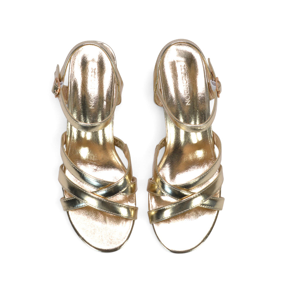 metallic gold ankle strap sandals