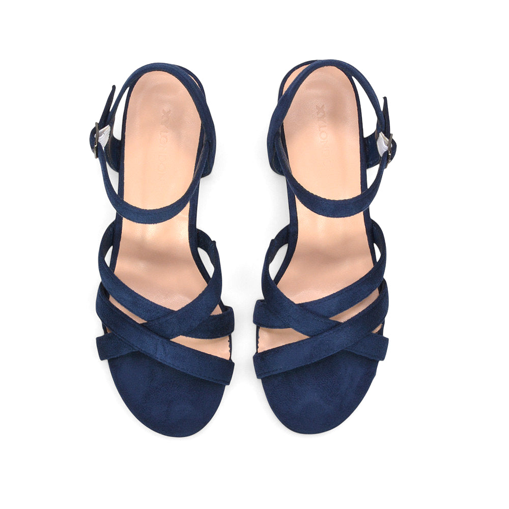 navy mid heel sandals for summer weddings