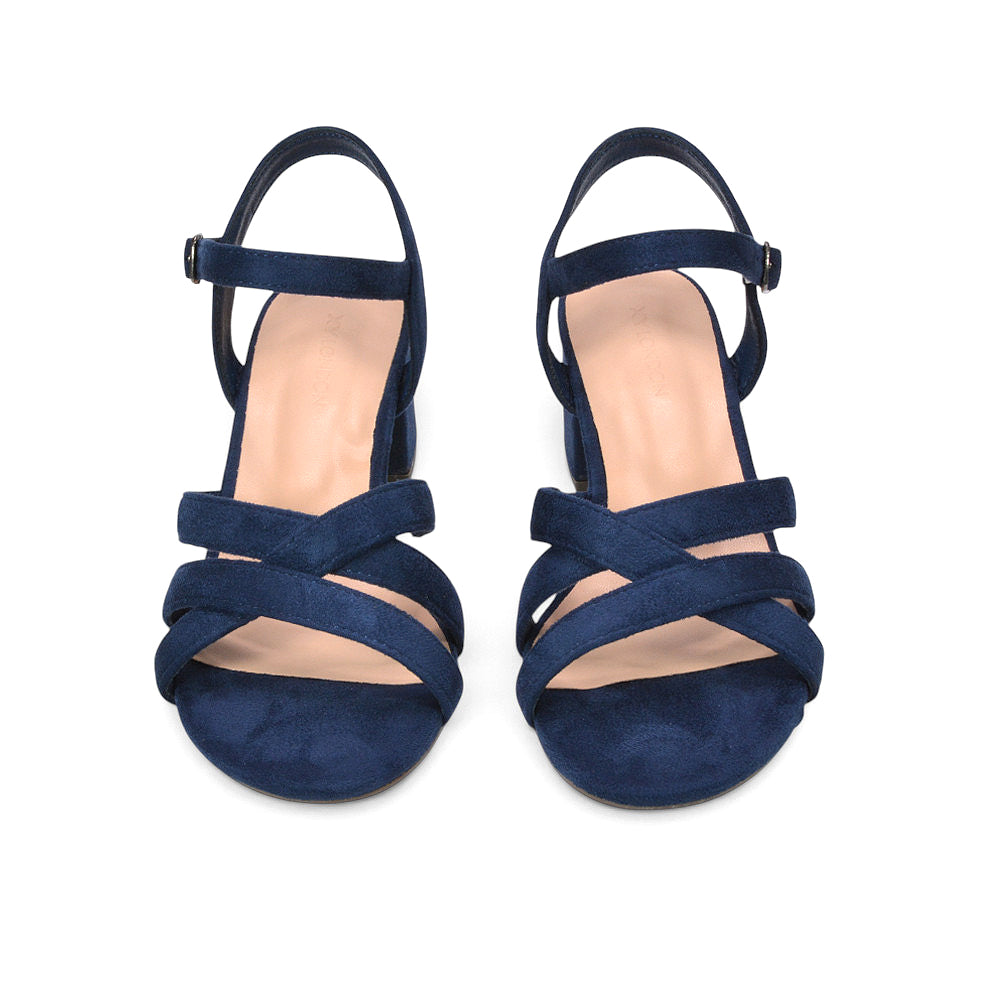navy mid heel sandals for women