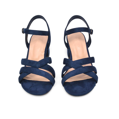 navy mid heel sandals for women