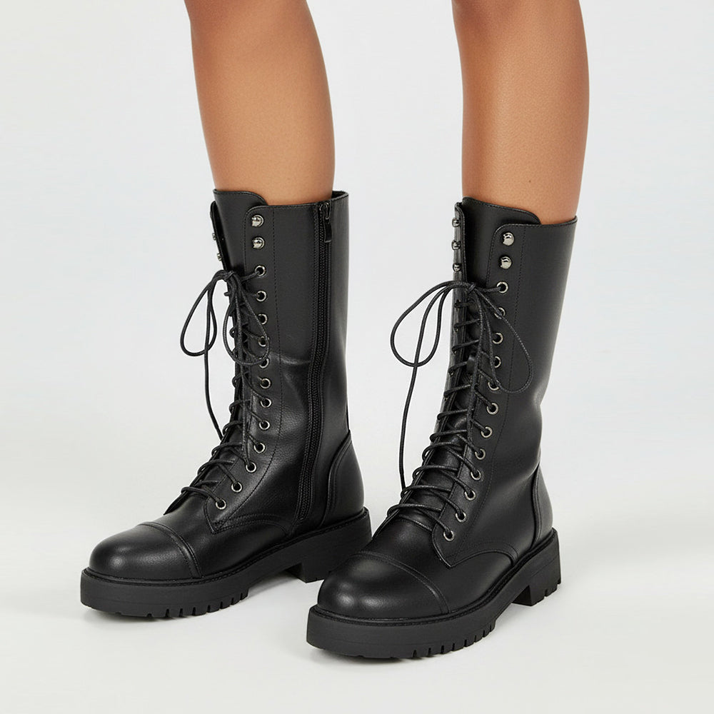 black ankle boots with laces