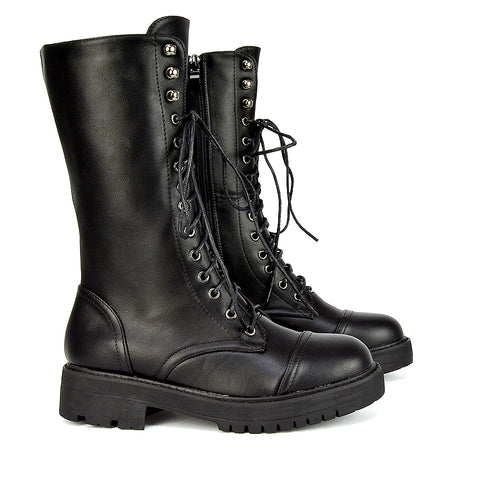 Women's black biker boots with zipper, Women's winter boots