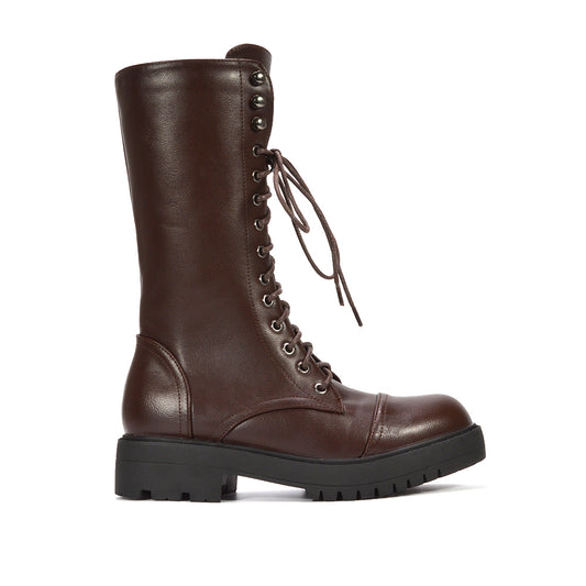 Brown ankle boots, Brown biker boots with buckle detail