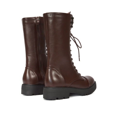 Brown military boots, Brown heeled combat boots