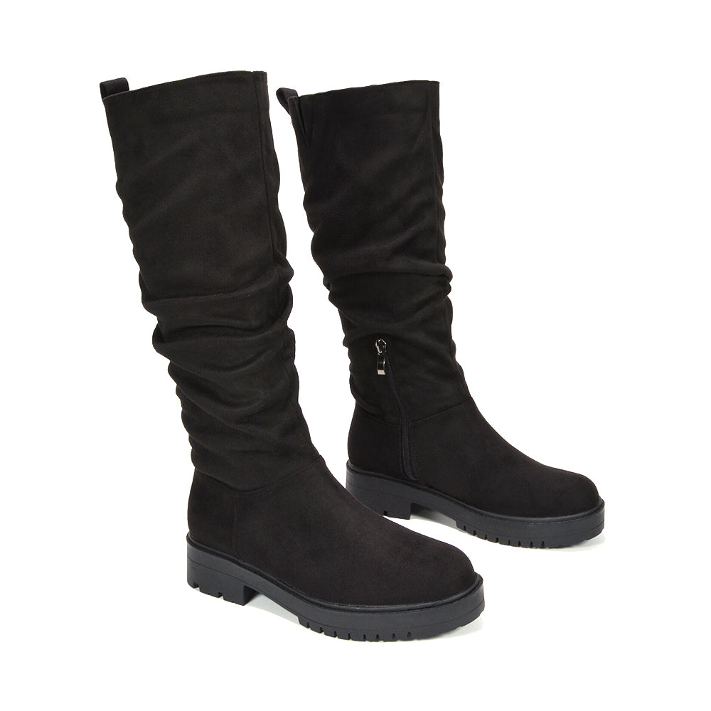 women's black faux suede boots