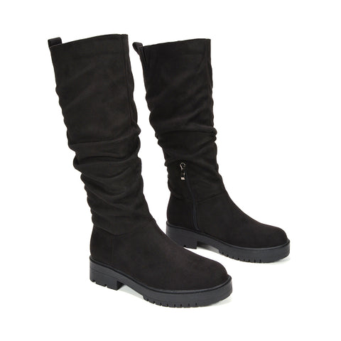 women's black faux suede boots