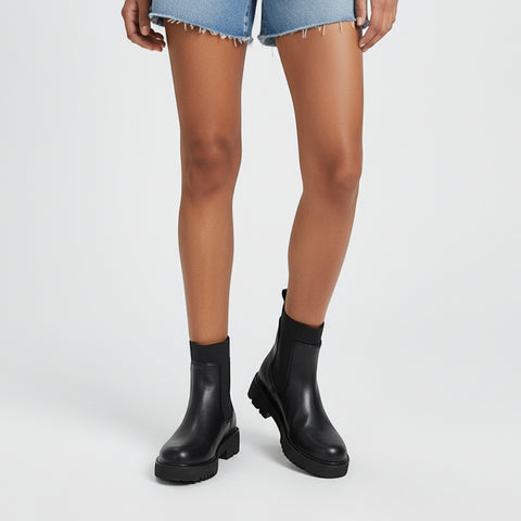black ankle biker boots