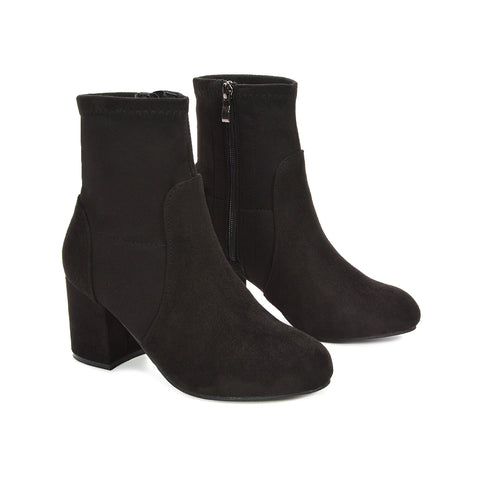 black block heeled boots, black block heeled ankle boots, block heeled boots, heeled ankle boots