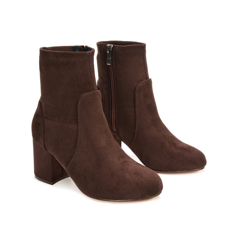 brown block heeled boots, brown block heeled ankle boots, block heeled boots, heeled ankle boots