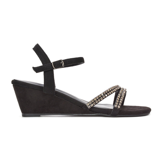 Black wedge sandals, Women's black mid wedge heel strappy diamante sandals, Buy black diamante wedge sandals online