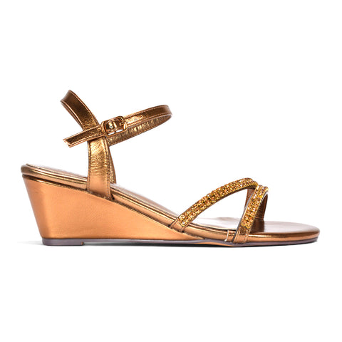 Bronze metallic sandals, Women's bronze metallic occasion sandals, Bronze wedding guest sandals
