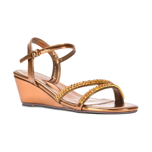 Bronze mother of the bride sandals, Bronze shimmer sandals for wedding guests, Bronze occasion sandals