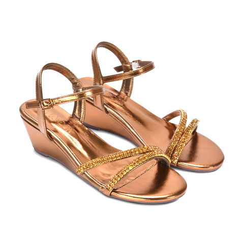Bronze evening sandals, Elegant bronze sandals for evening wear, Bronze celebration sandals