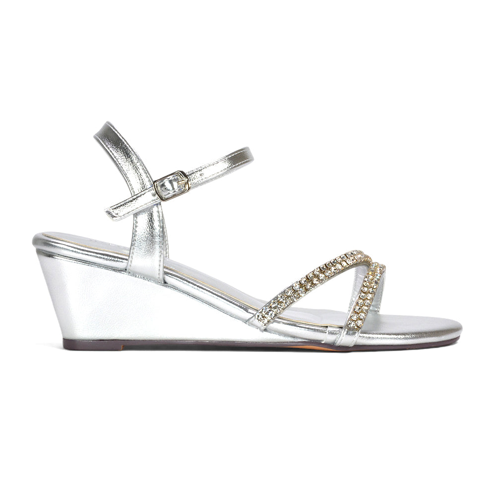 silver sandals, Silver shimmer sandals for wedding guests, Bridal party silver sandals, Glamour silver sandals