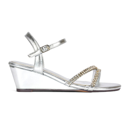 silver sandals, Silver shimmer sandals for wedding guests, Bridal party silver sandals, Glamour silver sandals