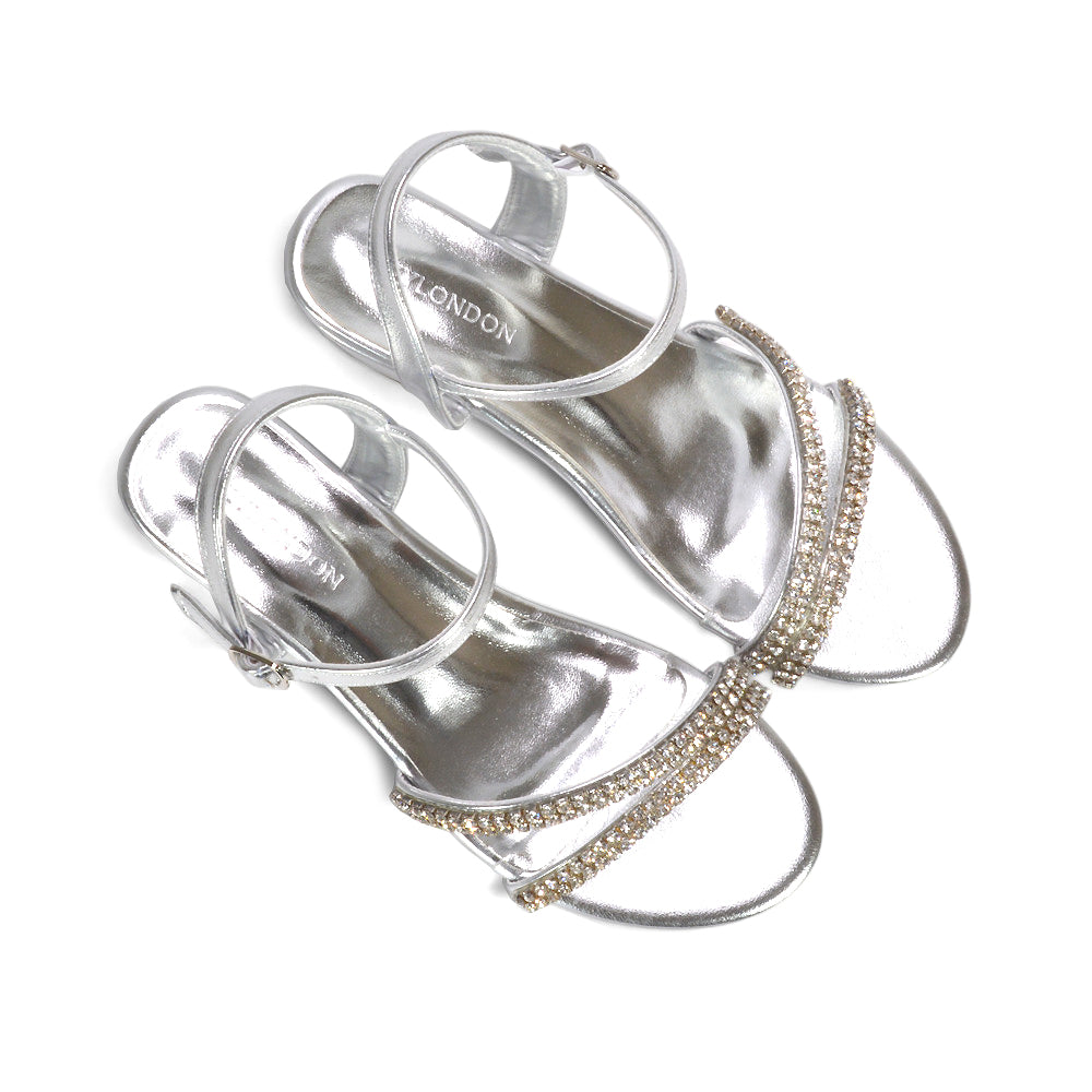 Comfortable silver wedges for weddings, Crystal sparkle wedges, Silver occasion footwear, Sparkling silver wedges for party outfits