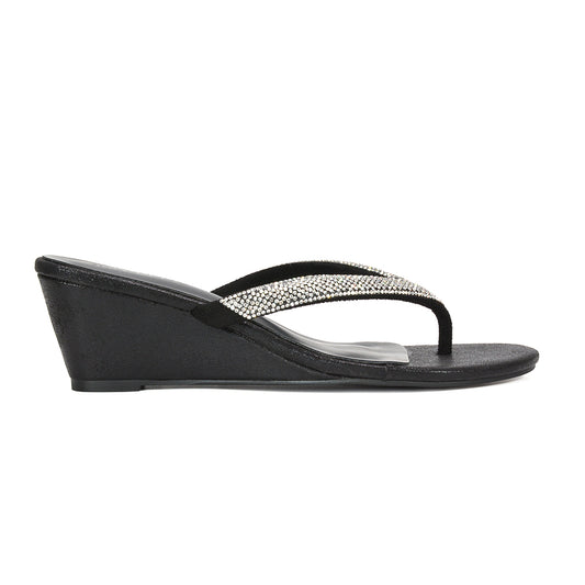 black low heel sparkly flip flop wedge sandals for women, black sparkly wedge flip flops for weddings, black glitter strap low heel flip flop sandals, buy black sparkly flip flop wedge sandals online