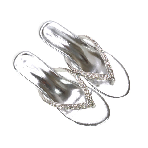 silver metallic thong wedge sandals, silver glitter strap sandals for women, silver crystal buckle wedge sandals, silver decorative strap summer sandals