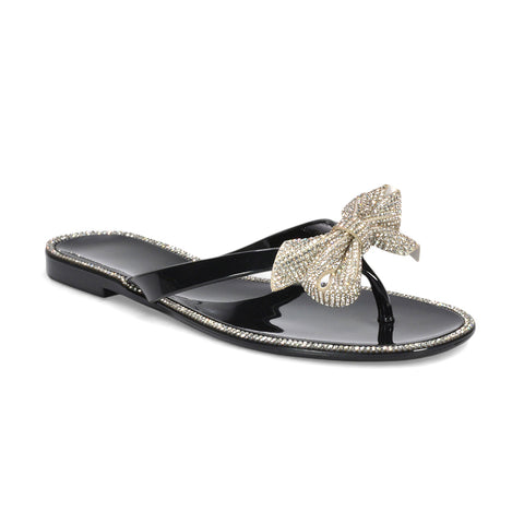 Comfortable flat flip flops, Everyday flat sandals, Vacation sandals for women, Summer-ready sparkly sandals for pool parties, black dressy sandals, black diamante sandals, black toe post sandals