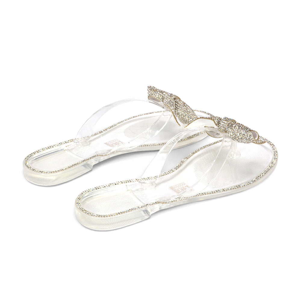 Perspex slip-on sandals, Transparent perspex sandals, Flat perspex flip flops, Sparkly perspex sandals
