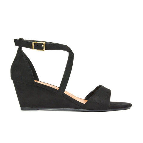 Women's Black Wedge Sandals, wedge heels black, women's wedge sandals, wedge heels