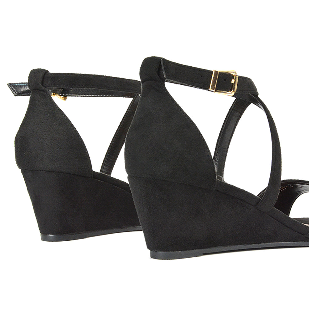 black wedge sandals, black strappy wedge heels, wedge sandals, strappy wedge heels