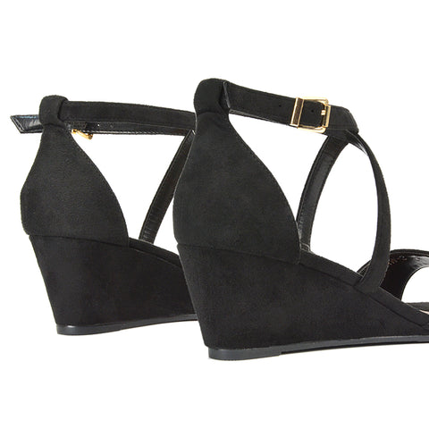 black wedge sandals, black strappy wedge heels, wedge sandals, strappy wedge heels