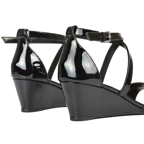 black wedge sandals, black strappy wedge heels, wedge sandals, strappy wedge heels
