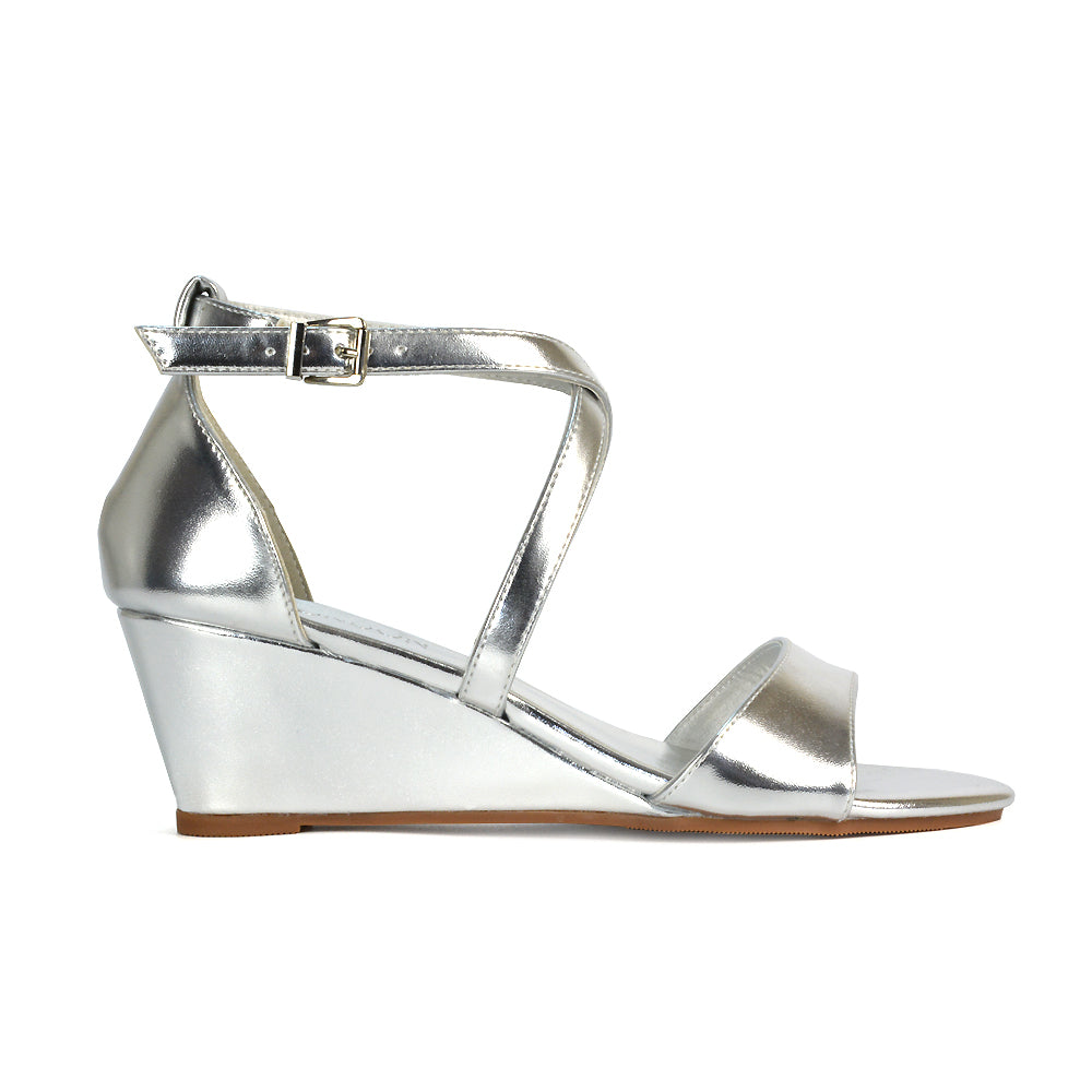 Women's silver Wedge Sandals, wedge heels silver, women's wedge sandals, wedge heels