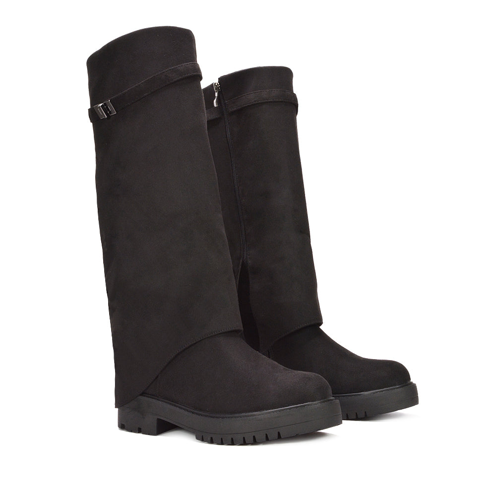 black knee-high boots for women, chunky sole black knee boots, stylish tall boots for fall and winter, trendy women’s shoes, fall fashion 2025, elegant winter shoes