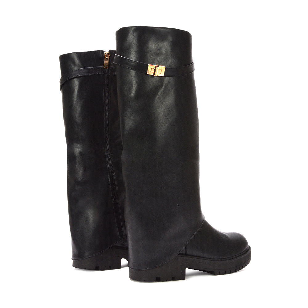 black knee-high boots for women, chunky sole black knee boots, stylish tall boots for fall and winter, trendy women’s shoes, fall fashion 2025, elegant winter shoes