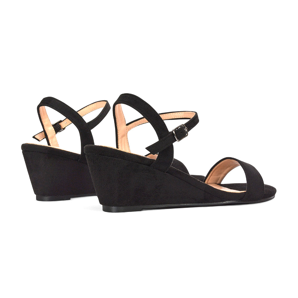 black heeled sandals, black ankle strap wedge heels, heeled sandals, ankle strap wedge heels