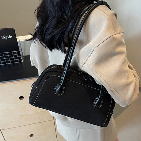 Black faux suede shoulder bag, Women's black suede handbag, faux suede shoulder bag, Women's suede handbag