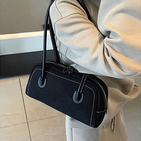 black shoulder strap bag, black purse, shoulder strap bag, purse, Everyday shoulder purse, Smooth faux leather handles