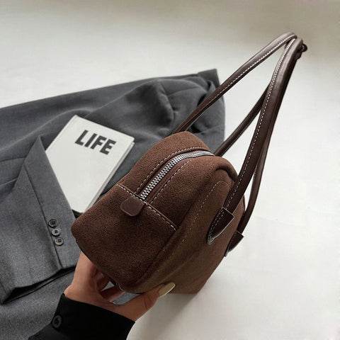 brown faux suede purse, Lightweight shoulder bag