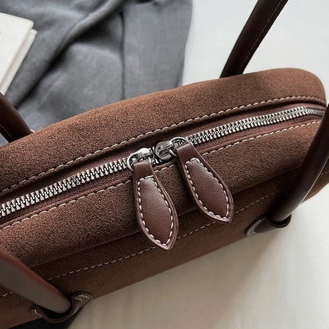 brown zip up handbag, brown zip up bag