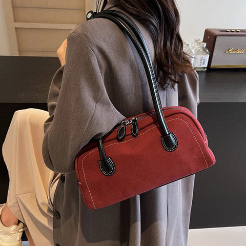 red shoulder strap bag, red purse, shoulder strap bag, purse, Everyday shoulder purse, Smooth faux leather handles
